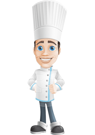 Chef with Uniform Cartoon Vector Character AKA Carlos Food-Lover